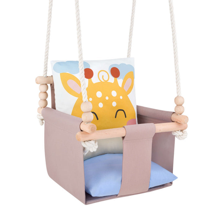 Babyschaukel mit doppelseitigen Baumwollkissen Giraffe-Motiv