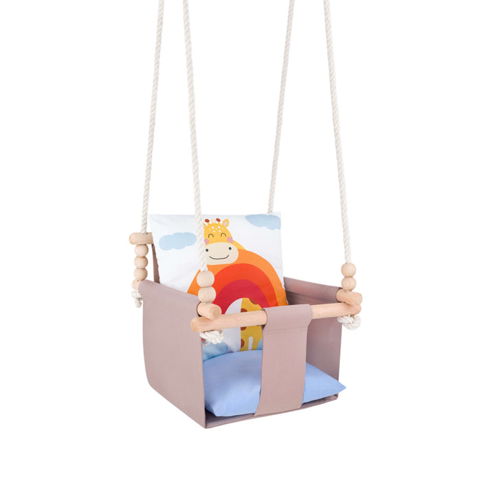 Babyschaukel mit doppelseitigen Baumwollkissen Giraffe-Motiv