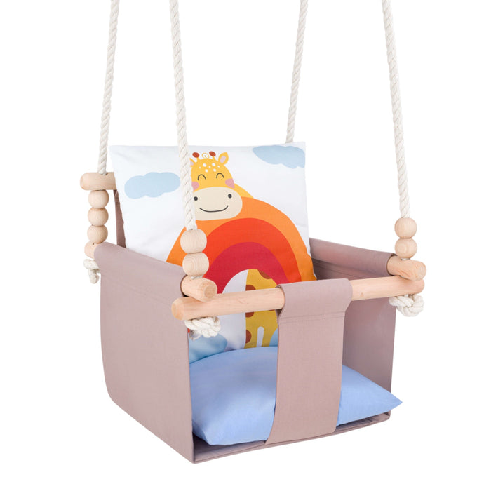 Babyschaukel mit doppelseitigen Baumwollkissen Giraffe-Motiv