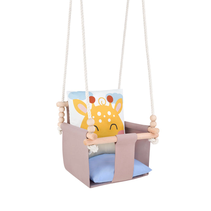 Babyschaukel mit doppelseitigen Baumwollkissen Giraffe-Motiv