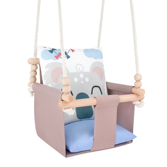 Babyschaukel mit doppelseitigen Baumwollkissen Koala-Motiv