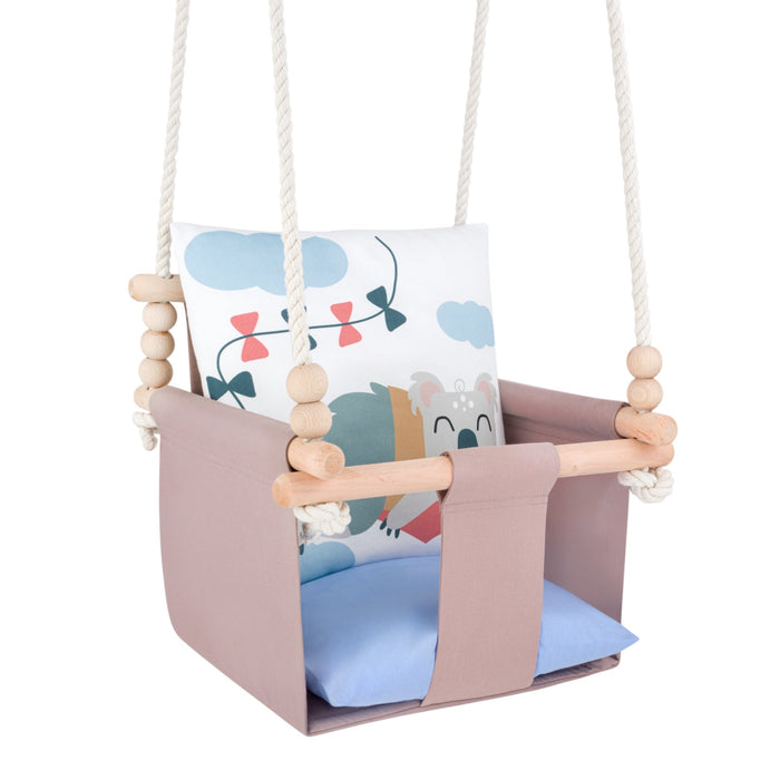 Babyschaukel mit doppelseitigen Baumwollkissen Koala-Motiv