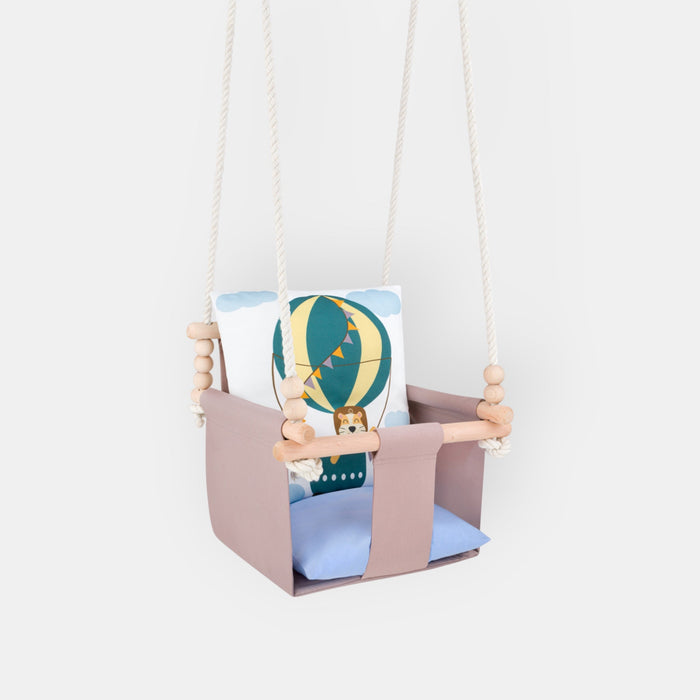Babyschaukel mit doppelseitigen Baumwollkissen Löwe-Motiv