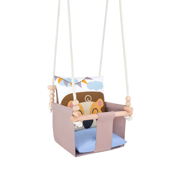 Babyschaukel mit doppelseitigen Baumwollkissen Löwe-Motiv
