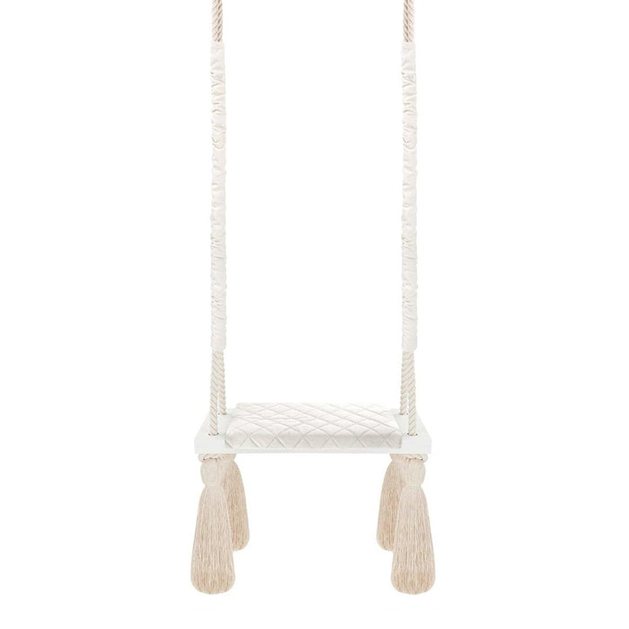 Kinderschaukel für drinnen Massivholz Sandfarben Baumwollseil